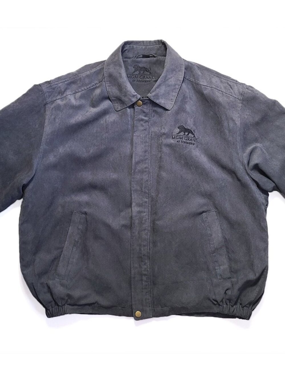 MGM Foxwood Micro Suede Classic Shirt-Collar Bomber Harrington Jacket XL Gray